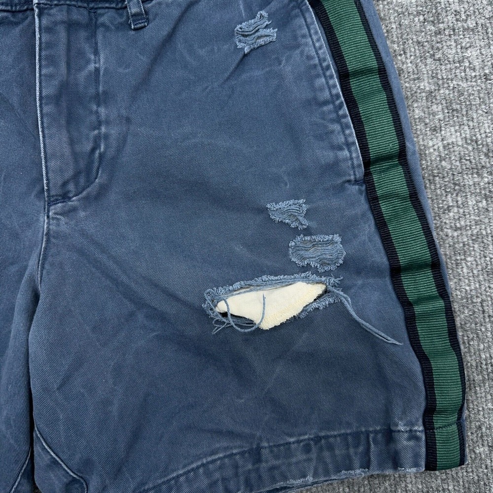 Abercrombie & Fitch Shorts Men 29 Navy Shuttle Tape Side Stripe Chino Distressed - Picture 3 of 10